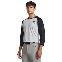 Under Armour Men's Utility 3/4 Sleeve Baseball Shirt, Grey/Black