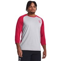 Under Armour Men's Utility 3/4 Sleeve Baseball Shirt, Grey/Red
