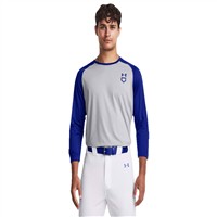 Under Armour Men's Utility 3/4 Sleeve Baseball Shirt, Grey/Royal