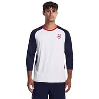 Under Armour Men's Utility 3/4 Sleeve Baseball Shirt, White/Navy