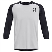 Under Armour Men's Utility 3/4 Sleeve Baseball Shirt, Grey/Black