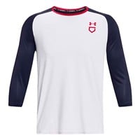 Under Armour Men's Utility 3/4 Sleeve Baseball Shirt, White/Navy