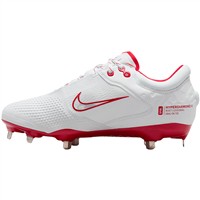 NIKE Women's Hyperdiamond 4 Elite Metal Softball Fastpitch Cleats, White/Red