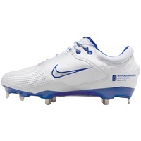NIKE Women's Hyperdiamond 4 Elite Metal Softball Fastpitch Cleats, White/Royal