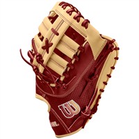 Wilson A2K 1679 12.5in 1st Base Baseball Glove, Red/Yellow