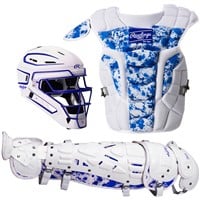Rawlings Exclusive Adult Velo 2.0 Splatter Catcher's Set, White/Royal