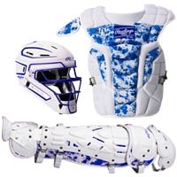 Rawlings Exclusive Intermediate Velo 2.0 Splatter Catcher's Set, White/Royal