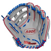 Wilson A900 PF12 Pedroia Fit 12in Baseball Glove, Grey/Red
