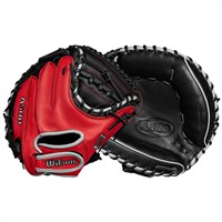 Wilson Youth A500 32in Baseball Catcher's Glove, Black/Red