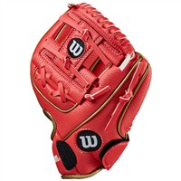 Wilson A200 EZ Catch 9in Baseball Glove, Red/Gold