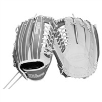 Wilson A1000 T125 12.5in Fastpitch Glove, White/Grey