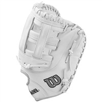 Wilson A1000 1620 12.5in 1st Base Fastpitch Glove, White/Grey