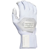 Rawlings Adult Workhorse Compression Strap Batting Gloves, White
