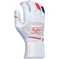 Rawlings Youth Workhorse Compression Strap Batting Gloves, Red/White/Blue