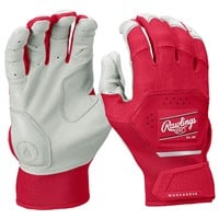 Rawlings Adult Workhorse Batting Gloves, White/Scarlet