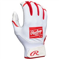 Rawlings Adult Clout Batting Gloves, White/Scarlet
