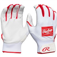 Rawlings Adult Clout Batting Gloves, White/Scarlet