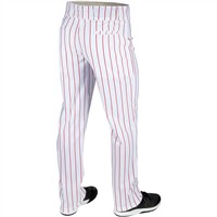 Champro Men's Triple Crown 2.0 Pinstripe Open-Bottom Baseball Pant, White/Scarlet