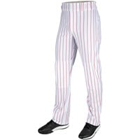 Champro Men's Triple Crown 2.0 Pinstripe Open-Bottom Baseball Pant, White/Scarlet