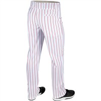 Champro Youth Triple Crown 2.0 Pinstripe Open-Bottom Baseball Pant, White/Scarlet