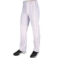 Champro Youth Triple Crown 2.0 Pinstripe Open-Bottom Baseball Pant, White/Scarlet