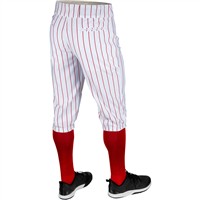 Champro Men's Triple Crown 2.0 Pinstripe Knicker Baseball Pant, White/Scarlet