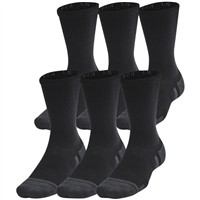 Under Armour Performance Tech 6pk Crew Socks, Black/Grey