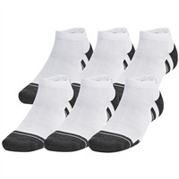 Under Armour Performance Tech 6pk Low Socks, White/Grey