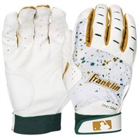 Franklin Youth 2nd Skinz Drip Batting Gloves, White/Green