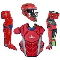 All Star MVP Pro Adult Catcher's Set, Scarlet/Navy