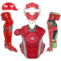 All Star MVP Pro Tradition Adult Catcher's Set, Scarlet/Grey