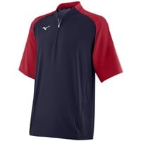 Mizuno Men's Game Time Short Sleeve Hitting Jacket, Navy/Red