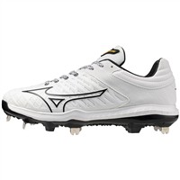Mizuno Women's Pro FP Low Metal Softball Cleats, White/Black