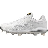 Mizuno Women's Pro FP Low Metal Softball Cleats, White/Silver