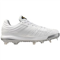 Mizuno Women's Pro FP Low Metal Softball Cleats, White/Silver