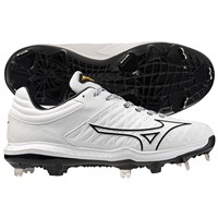 Mizuno Women's Pro FP Low Metal Softball Cleats, White/Black
