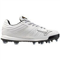 Mizuno Women's Pro FP Low TPU Molded Softball Cleats, White/Black