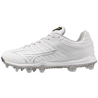 Mizuno Women's Pro FP Low TPU Molded Softball Cleats, White/Silver