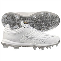 Mizuno Women's Pro FP Low TPU Molded Softball Cleats, White/Silver