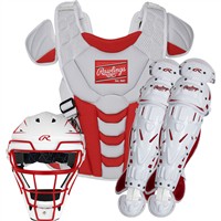 Rawlings Velo 2.0 Fastpitch Catcher's Set, Scarlet/White