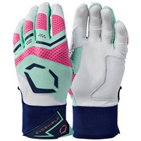 Evoshield Adult Limited Edition Carbyne Batting Gloves w/Strap, Navy/Pink