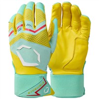 Evoshield Youth Limited Edition Carbyne Batting Gloves w/Strap, Yellow/Red