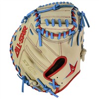 All Star S7 Elite 33” Baseball Catcher’s Glove, Tan/Blue