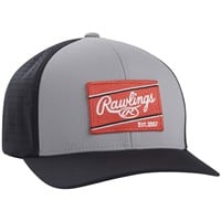 Rawlings Patch Baseball Hat, Grey/Red