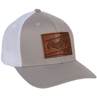 Rawlings Leather Patch Baseball Cap, Grey/Tan