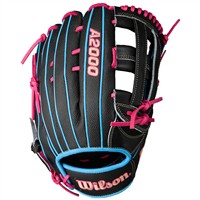 Wilson A2000 SuperSkin 1777 12.75in Baseball Glove, Black/Light Blue