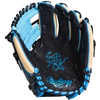 Rawlings Exclusive Heart of the Hide 11.5in Baseball Glove (PRO934-2BC), Black/Light Blue