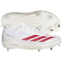 adidas Mens Adizero Electric 2.0 Metal Baseball Cleats, White/Red