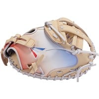 Easton ColorSplash 2.0 34in Fastpitch Softball Catcher's Mitt (PCFPCM34C), Camel/Red