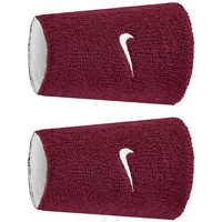 NIKE Swoosh Classic Reversible Doublewide Wristbands (2 Pack), Dark Red/White